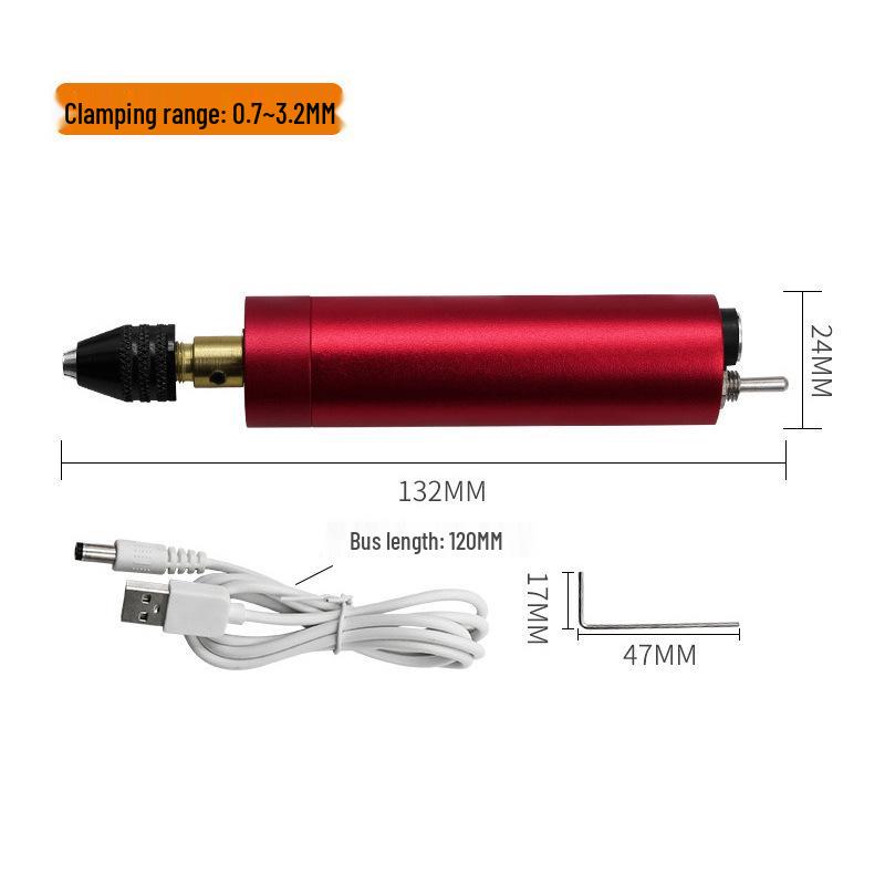 Красная электрическая USB мини-дрель и гравировальная ручка