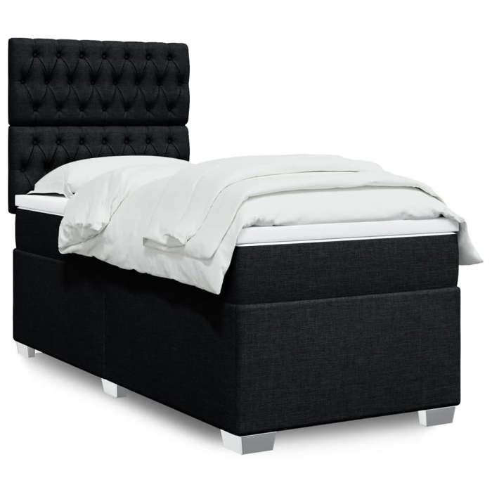 Maison Exclusive - Sommier à lattes de lit avec matelas Noir 90x190 cm Tissu