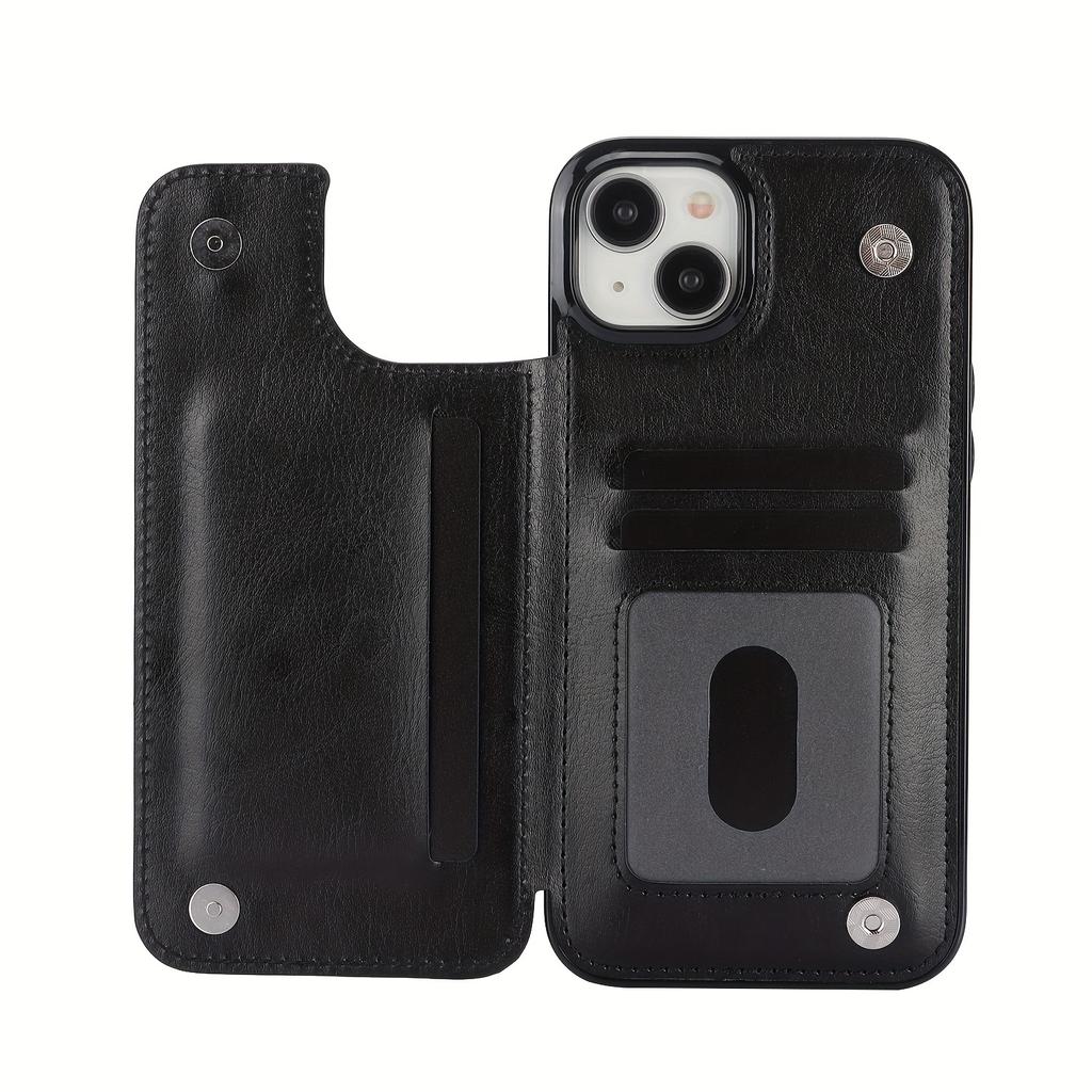 Чехол для телефона-кошелька с держателем для карт, чехол с подставкой для карт из искусственной кожи, двойной магнитной застежкой и прочным противоударным чехлом, для IPhone