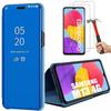 Чехол для Samsung Galaxy M13 + 2 Закаленных Стекла. Чехол Синий Прозрачный Эффект Зеркала