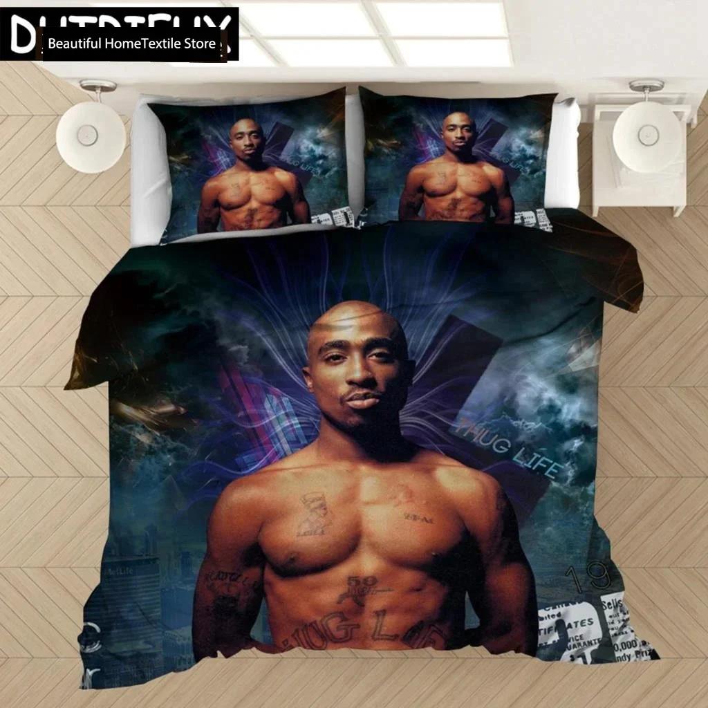 Рэпер Тупак 2Pac 3D НОВЫЙ Пододеяльник Наволочка Комплект постельного белья Взрослый Мальчик Девочка Декор спальни Детский Односпальный Двуспальный Большой