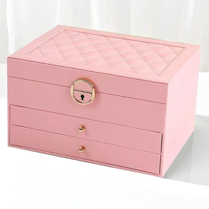 Large Storage Box Multi-Layer Organizer For Necklace Earring Leather Storage Packaging Display Boxes