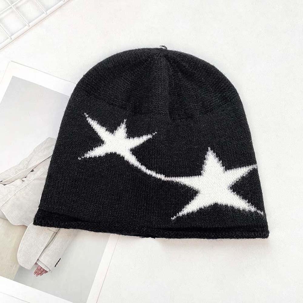 Hip-hop Jacquard Woolen Hat Elastic Y2K Pullover Cap Fashion Brimless Beanie Cap Women
