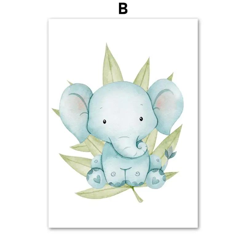 Nursery Elephant Giraffe Rhino Monkey Lion Nordic Posters And Prints Wall Art Canvas Painting Wall Pictures Baby Kids Room Decor