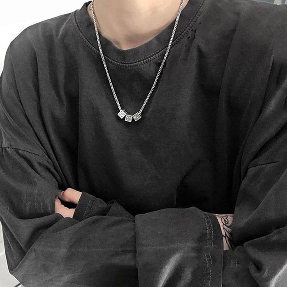 Ночной клуб Ретро костяная цепь Мужские ожерелья Женские панк ожерелья Подвеска в виде игральных костей Корейский чокер на ключицу