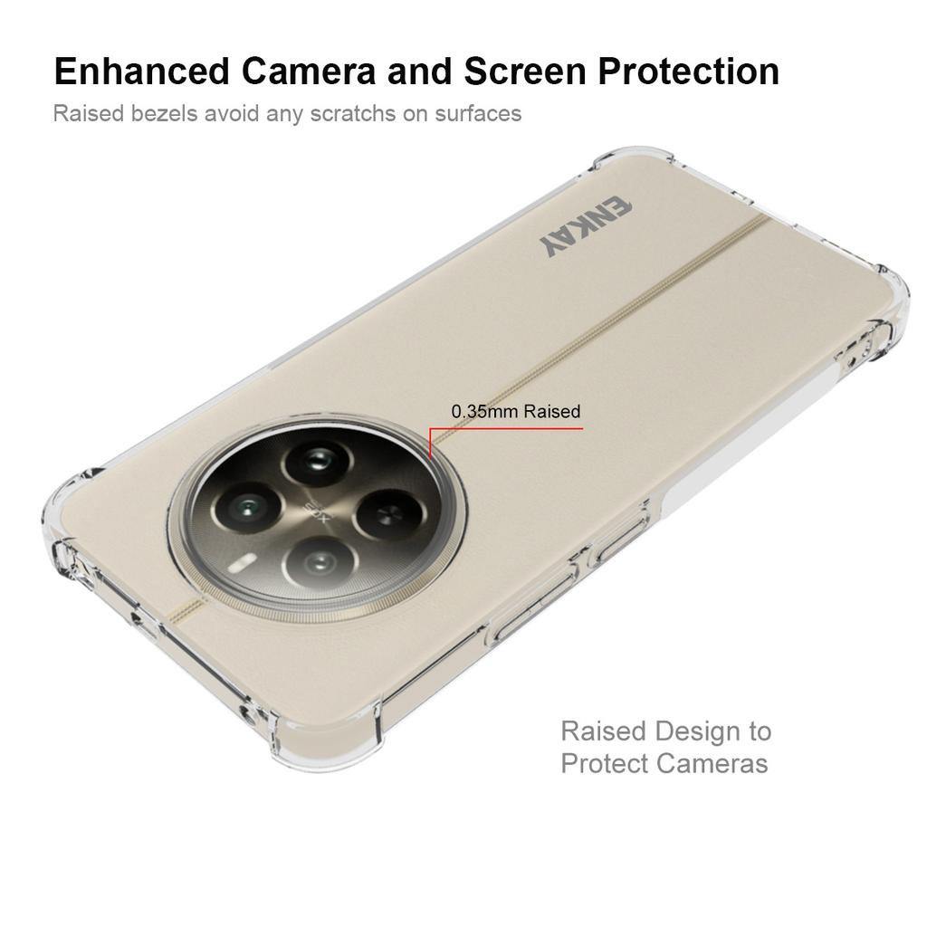 ENKAY HAT PRINCE Для Realme 12 4G/12+ 5G Прозрачный ТПУ чехол Противоударная накладка для телефона Усиленный угол