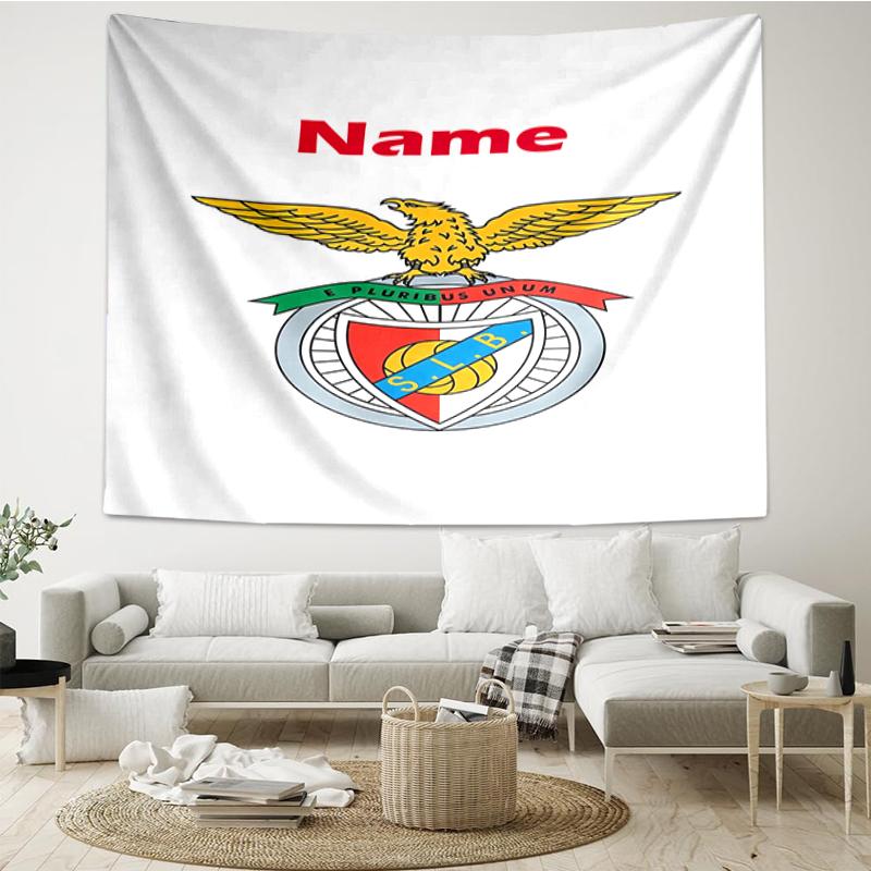 Custom Name S.L. Benfica Print Tapestry, Backdrop, Easy Setup, Ideal for Bedroom, Office & Living Room, with Aesthetic Wall Hanging Decor.