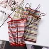 Rainbow Striped Knitted Camisole Women's Sexy Korean Fashion Vest Sleeveless Undershirt Fitness Tank Tops