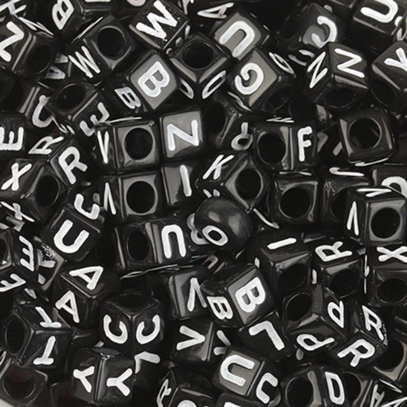 100Pcs/Lot Trendy Acrylic Square Alphabet Beads Large Hole Letter Loose Spacer Bead Jewelry Handmade Bracelet Making Supplies