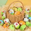 12pcs Plastic Easter Eggs Rabbit Chick Painted Hanging Pendant DIY Crafts for Easter Party Home Decoration Supplies Kids Gifts