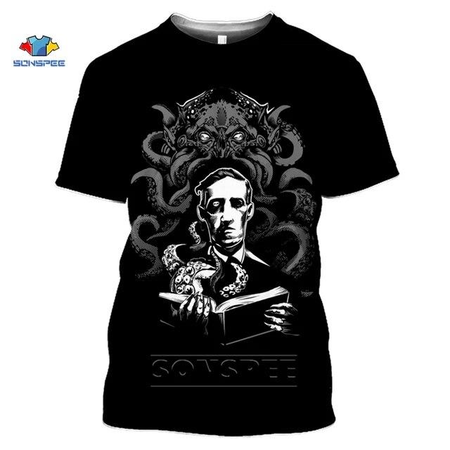 Футболка с 3D принтом «Ктулху и Лавкрафт Мискатоник» для мужчин, забавный летний топ с круглым вырезом для женщин «Зов Ктулху»