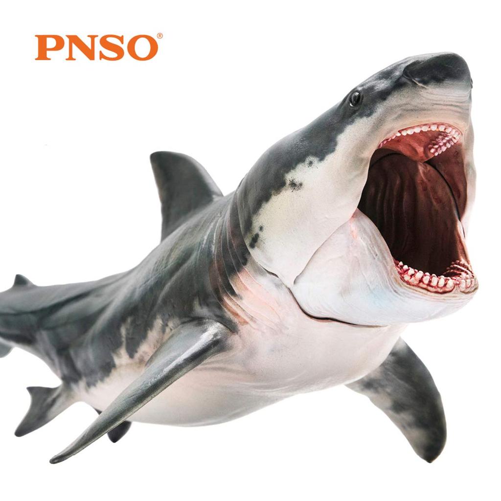 PNSO Megalodon Great White Shark Patton Shark Marine Animal Creature Fish Figure PVC Model Plastic Model Toy Premium Shark Lover Birthday Present