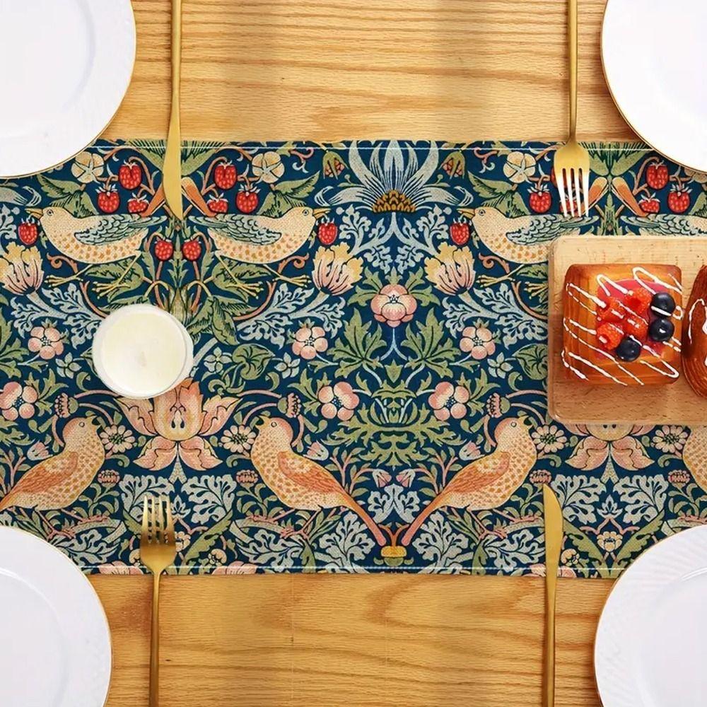 Flourishing Flowers Table Cover Pastoral Style Tablecloth Floral Table Runner  Home Decor