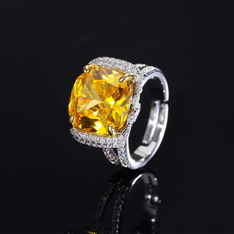 Ювелирные изделия Золотое циркониевое кольцо Имитация рубина Кольцо Розовое циркониевое кольцо