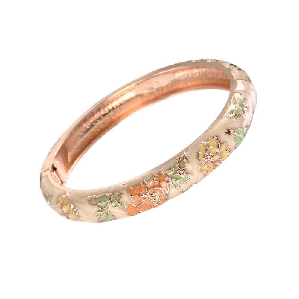 Traditional Filigree Enamel Bangle Hanfu Accessories Hollow Out Peony Bracelet Festival Gifts