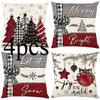 Winter Snowman Joy Snowflake Christmas Throw Pillow Covers, 18 X 18 Inch Xmas Tree Winter Holiday Cushion Case Decoration for Sofa Couch Set of 4