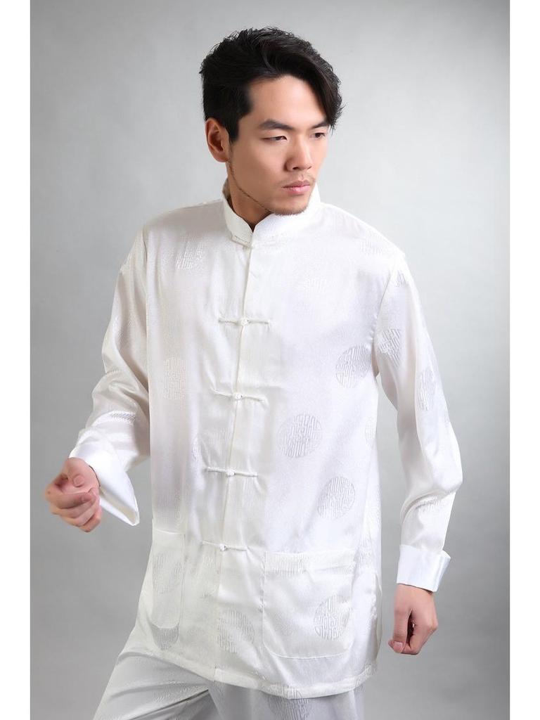 Мужской шелковый комплект тансюит с длинным рукавом - Костюм для кунг-фу с рукавами, которые можно подвернуть, для весны и осени