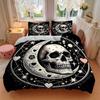 3pcs A Gothic Moonlit Skull Pattern Bedding Three-Piece Set (No Fillings), Suitable for Bedrooms and Guest Rooms.J004