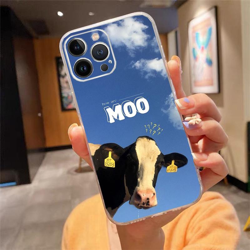 Cute Cow Phone Case For iphone 17 Pro Max Air 16 15 14 13 Pro Max 15 16 Pro 15Plus