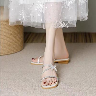 2025 лето новые модели не устали, плоские ноги носят тапочки сандалии модные сандалии женские босоножки со стразами женская обувь