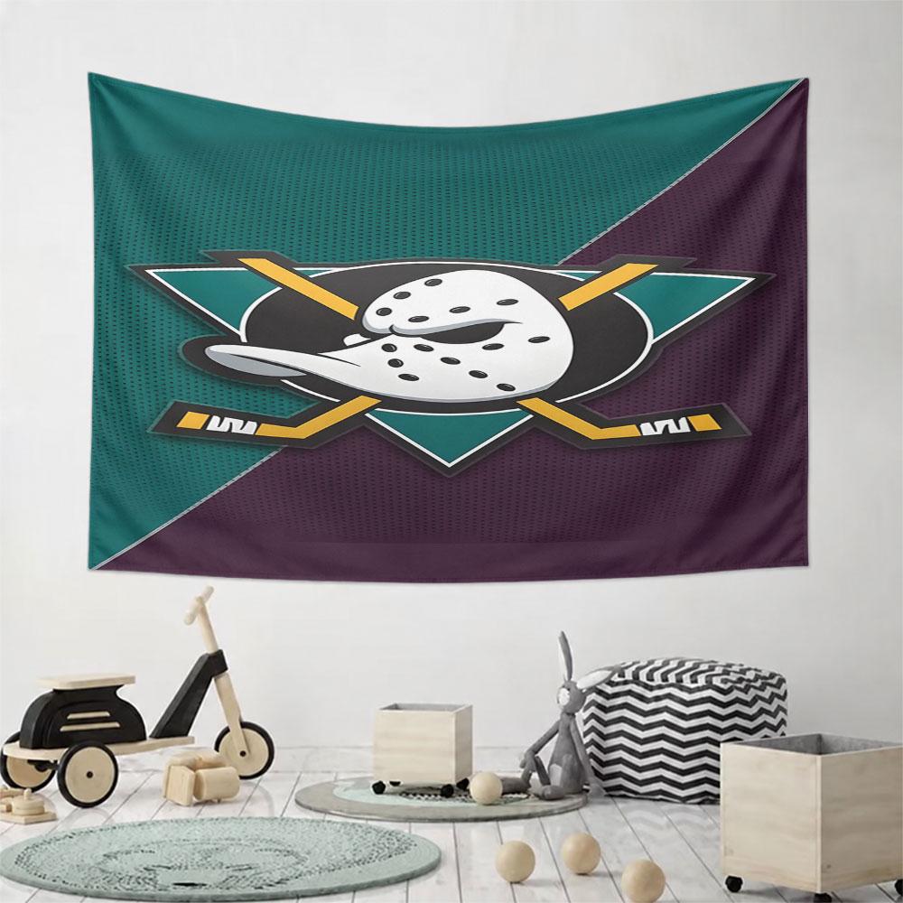 Hockey Mask Logo with Crossed Sticks Pattern Wall Hanging Tapestry Decorative Tapestry Home Decor for Bedroom and Living Room
