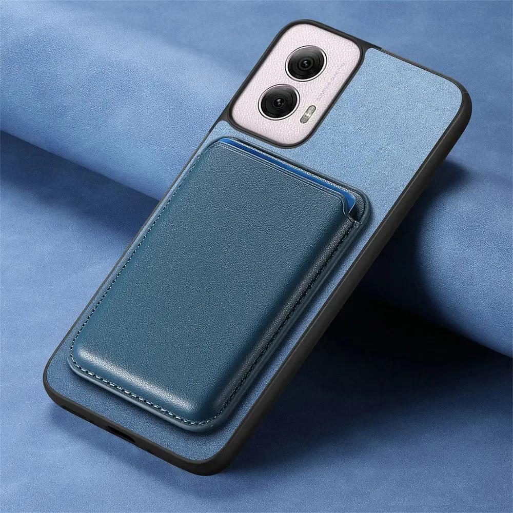 G45 34 5G Magnetic for Magsafe Leather Card Detachable 2IN1 Magnet Wireless Charging Cover for Motorola Moto G55 G34 G35 G Power Play 2024