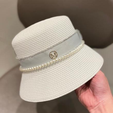 New Pearl M Letter Bucket Fisherman Hat Children's Spring and Summer Fashion Versatile Show Washbasin Hat Tide