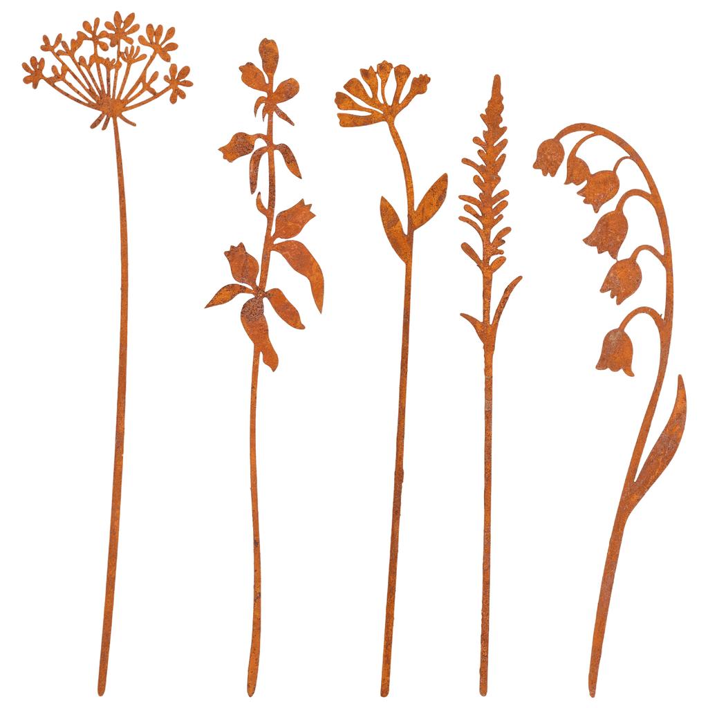 5Pcs Metal Garden Decorative Outdoor Vintage Style Garden Stake for Yard Art Lawn Porch Pathway Decorations Accessories