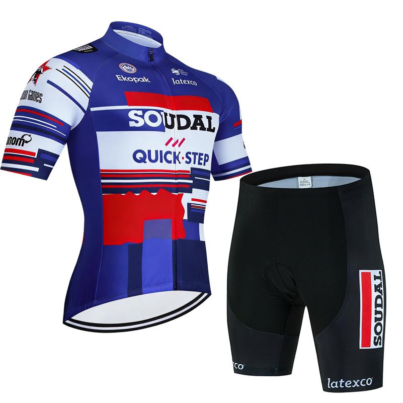 Soudal Quick Step 2026 Комплект Велосипедной Одежды Джерси с Коротким Рукавом Мужской MTB Maillot Ciclismo Велосипедные Гонки Велосипедные Шорты с Подтяжками Комплект
