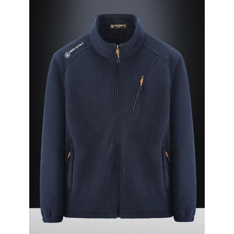 Пушистая куртка шерпа для мужчин, повседневная, на молнии, со стойкой, осенне-зимняя, теплая верхняя одежда, флисовые куртки, мужское пальто для активного отдыха, походов, мягкое, с карманами