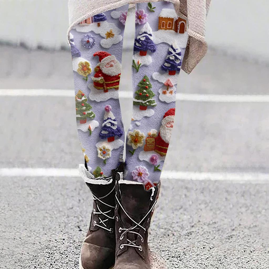 Женские рождественские облегающие эластичные повседневные брюки для йоги