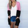 Женский кардиган свободного покроя с цветными блоками и длинными рукавами, с карманами, верхнее пальто