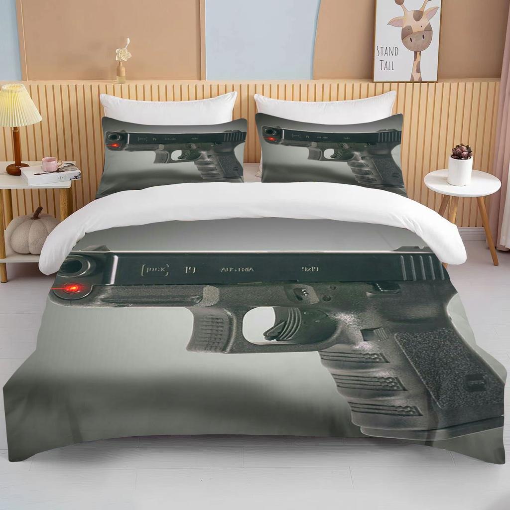 Комплект постельного белья с 3D винтовкой, револьвером, патроном, пистолетом, пододеяльником, пододеяльником, наволочкой, комплект постельного белья размера «king-size»