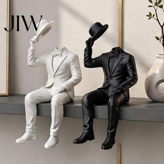 Office Desktop Decoration 3D Printed Sitting Gentleman Ornament, Minimalist Abstract Faceless Figurine, Figurine Aesthetic Art Sculpture for