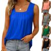 Womens Spring Summer Tops for Woman Casual Sleeveless Pleated Blouses Solid Color T-shirt Ladies Cotton Loose Shirts Plus Size Cami Tank Tops