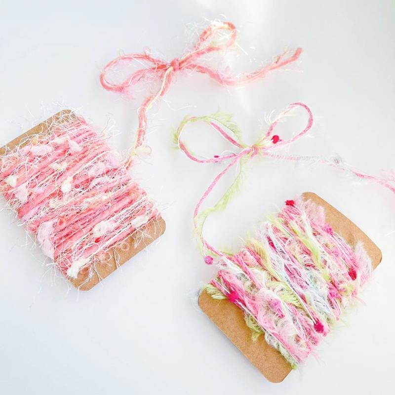 2 М Раскрашенные вручную резинки для волос из пряжи Полиэстеровая пряжа Сделай сам Рождественские поделки Бохо-шик Рождественские наборы для рукоделия