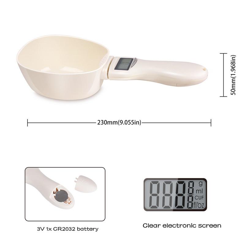 Electronic Measuring Tool Dog and Cat Feeding Bowl Measuring Spoon Pet Food Scale Digital Display Weighing Spoon Weight Volumn