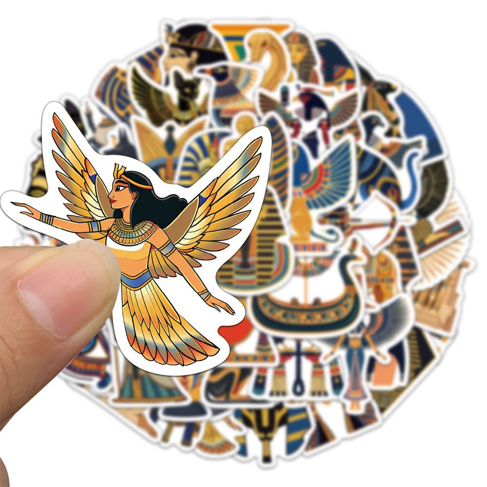 50PCS Ancient Egyptian Pharaoh Stickers Cultural and Creative Exquisite Handbooks Phone Case Laptop Luggage Waterproof