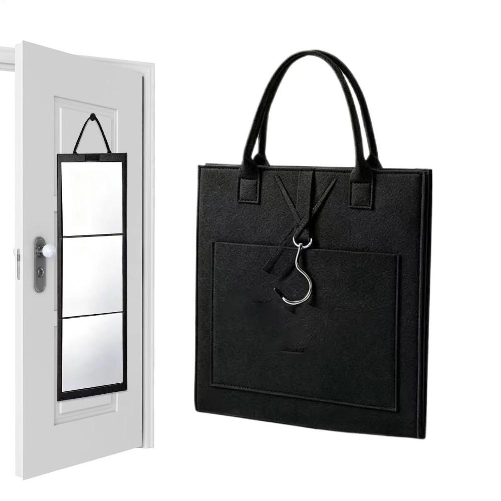 Shatterproof Folding Full Length Mirror Portable Felt Storage Bag New Full Body Mirror  Door