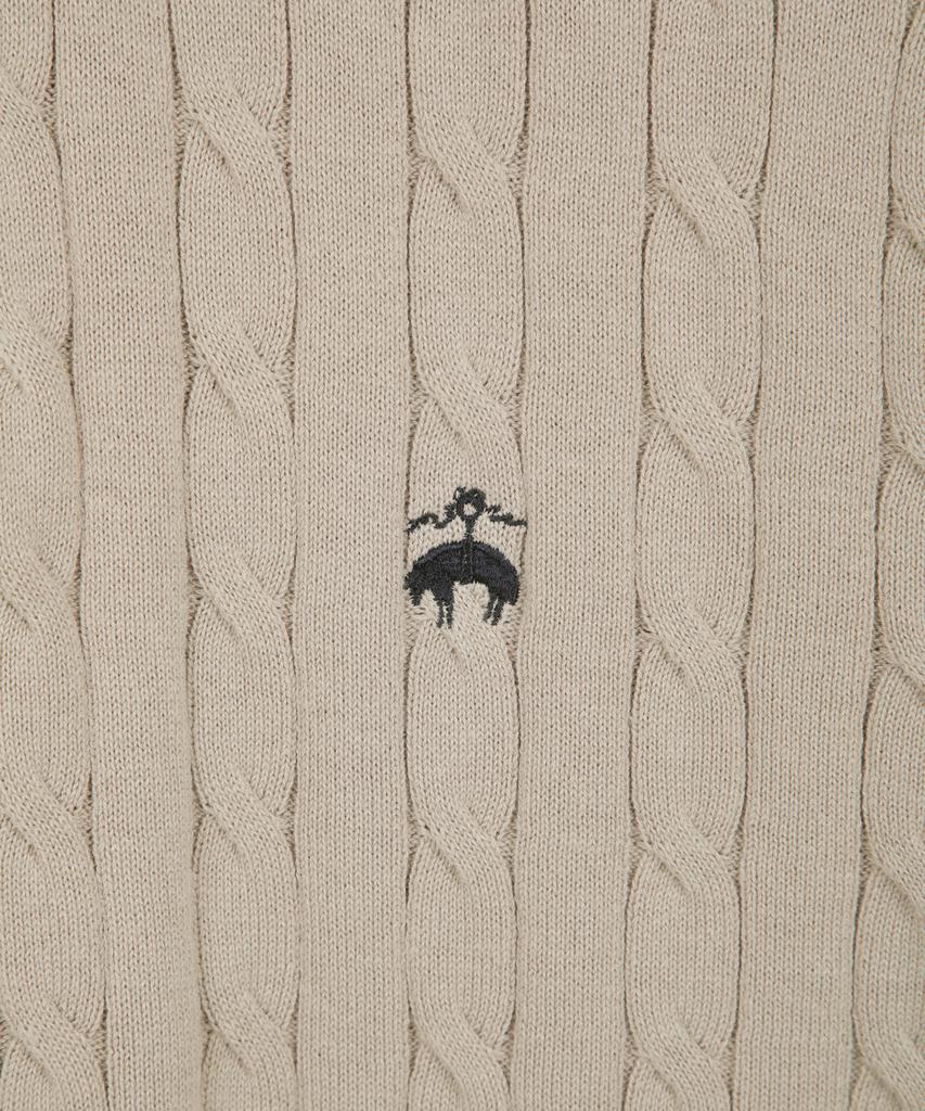 BROOKS BROTHERS Cotton Cable Polo Short Sleeve Sweater (Beige) (Bbwtmog204)