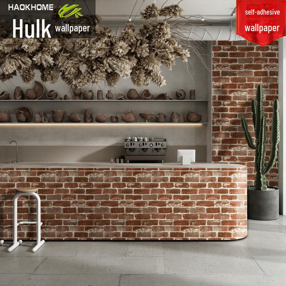 "Самоклеящиеся водонепроницаемые обои из ПВХ толщиной 3 м с кирпичным узором": «Ретро-дизайн из красного кирпича для ресторанов и реконструкций»