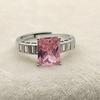 Rectangle Zircon Ring Women'S Inlaid High Carbon Diamond Light Luxury Versatile Niche Design High-Grade Pink Diamond Ring