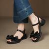 Новые повседневные однословные сандалии с пряжкой, круглый носок, летние, квадратный каблук, высокий каблук, сандалии на толстой подошве, нескользящие, большого и маленького размера, женская обувь