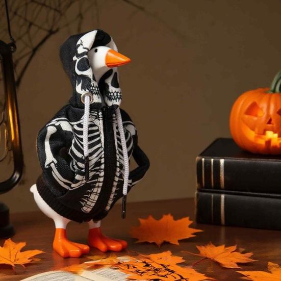 Наряды для настольного гуся Мини толстовки для гуся 7-дюймовый настольный гусь Толстовки с черепом Хэллоуин Сезонное украшение