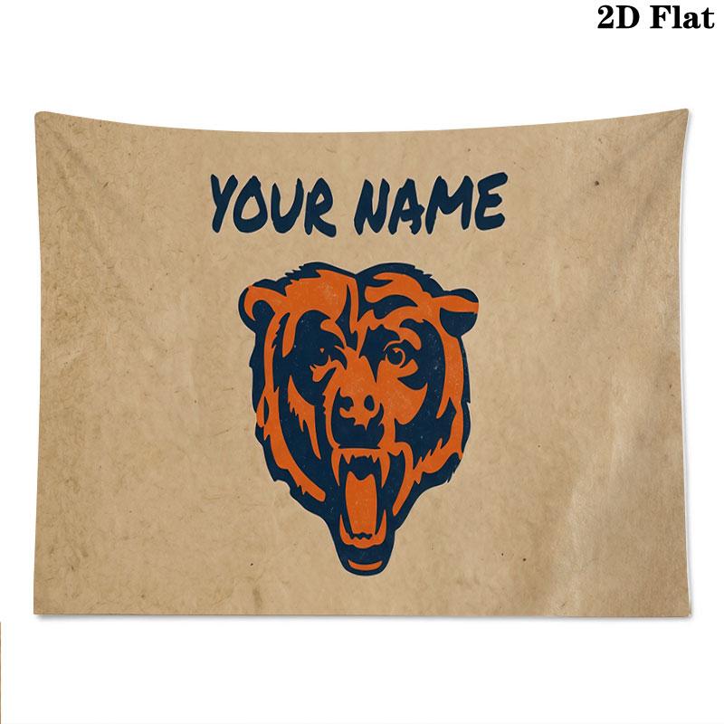 Custom Name,Chicago Bears Wall tapestry, aesthetic printed fabric blanket, suitable for bedroom, living room, and home decor.