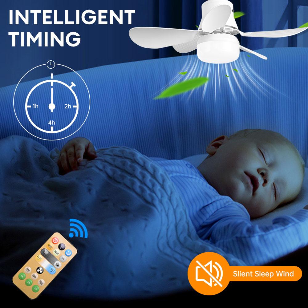 40W Ceiling Fan Light with Remote Control+LED Lamp for Dimming E27 Base SmartElectric Fans Lighting for Bedroom Living Room