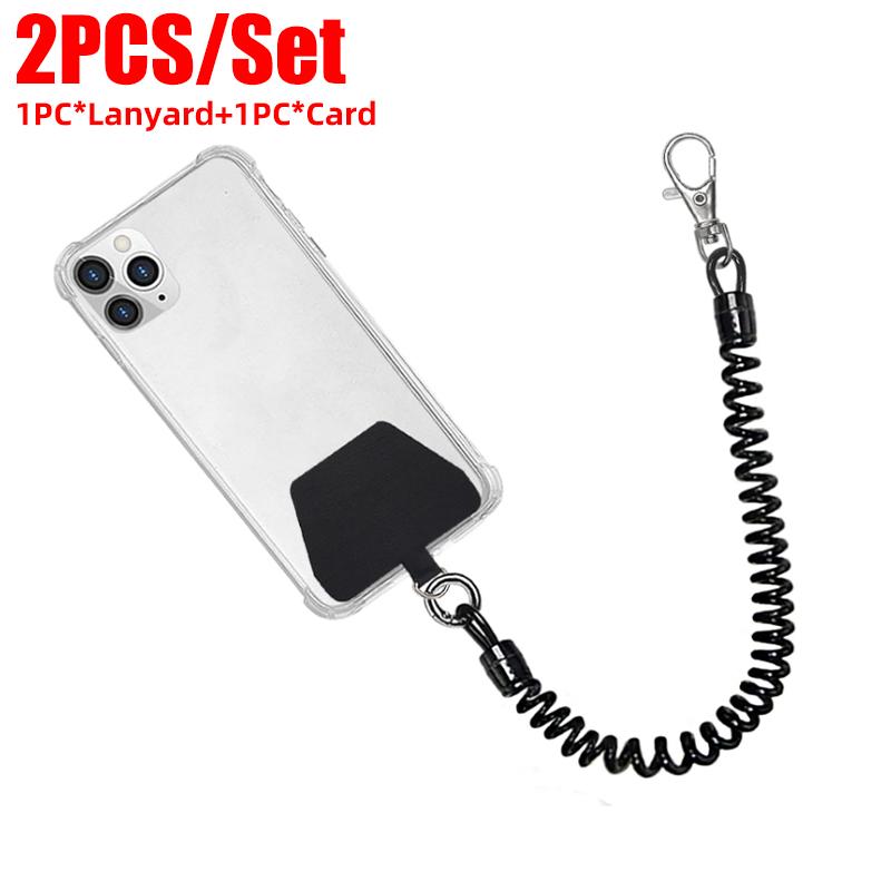 Telescopic Spring Phone Lanyard with Buckle Anti-drop Anti-lost for Bag Key Keychain Portable Elastic Lanyard for Samsung IPhone 6