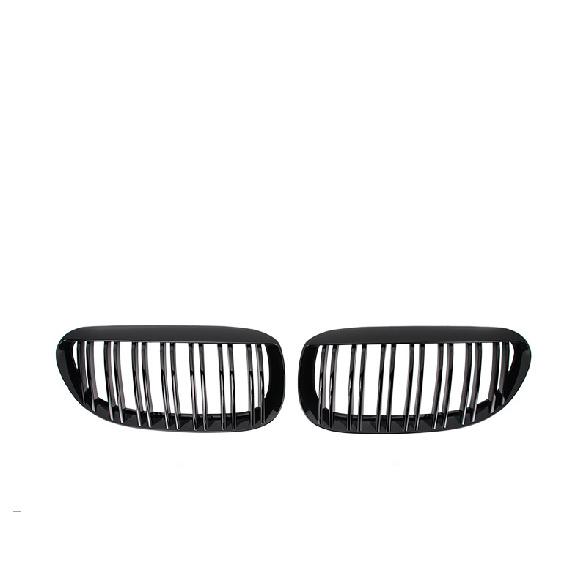 Glossy Black Single Line Style Car Front Bumper Grilles For BMW 6 Series E63 2003-2010 Matte Racing Grill Accessories