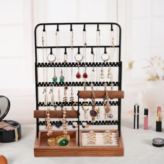 Стойка для украшений большой вместимости, многоярусная, устойчивое основание, серьги, кольца, ожерелья, браслеты
