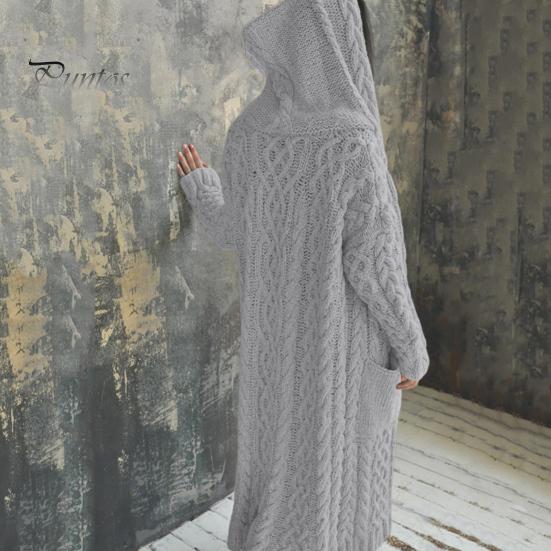 Женская куртка-свитер с карманами, средней длины, с капюшоном, трикотажная скрученная текстура, однотонная, с длинным рукавом, куртка больших размеров, плотная, повседневная верхняя одежда для поездок на работу